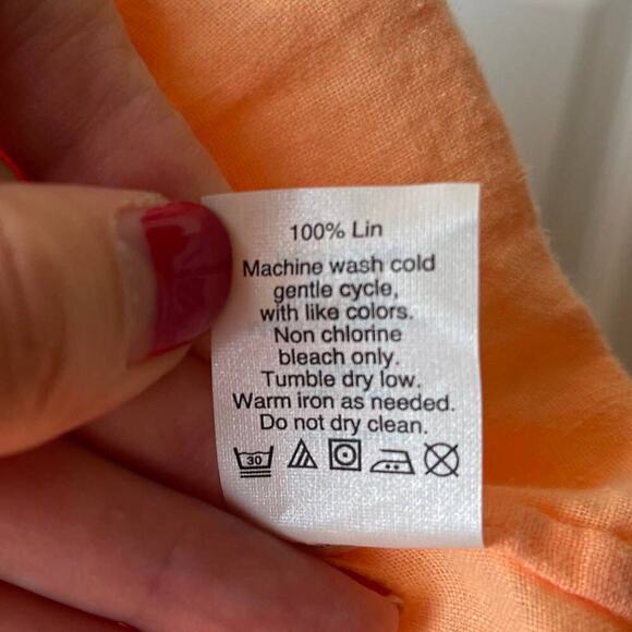 J. Crew Factory I Peach Linen Button Up Long Sleeve Shirt I S Beach Vacation - Picture 6 of 6